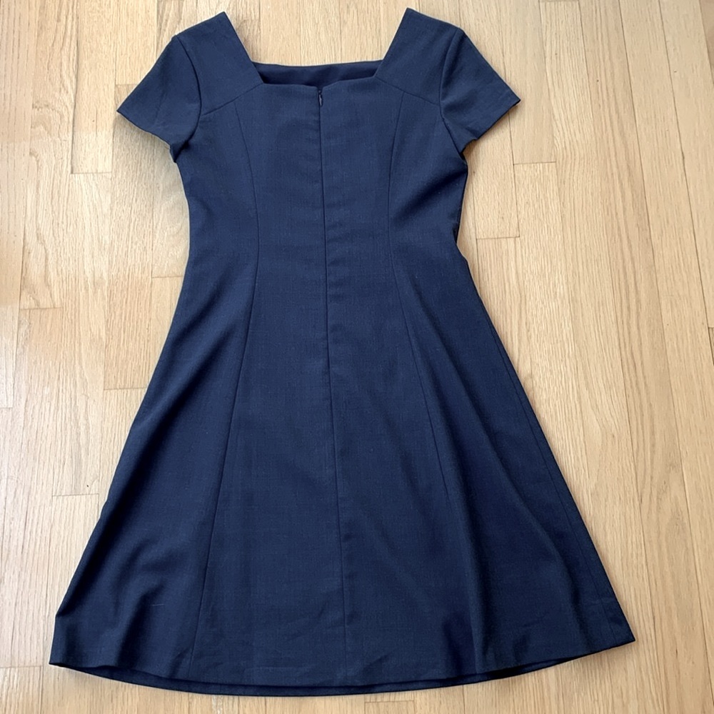 Theory Elex Virgin Wool A-Line Short Sleeve Dress Size 4 Blue Career Minimalist - Picture 5 of 10